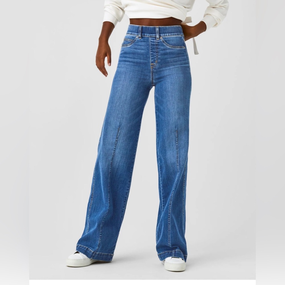 NWT SPANX EveryWear Seamed-Front Wide Leg Jeans / Vintage Indigo / S